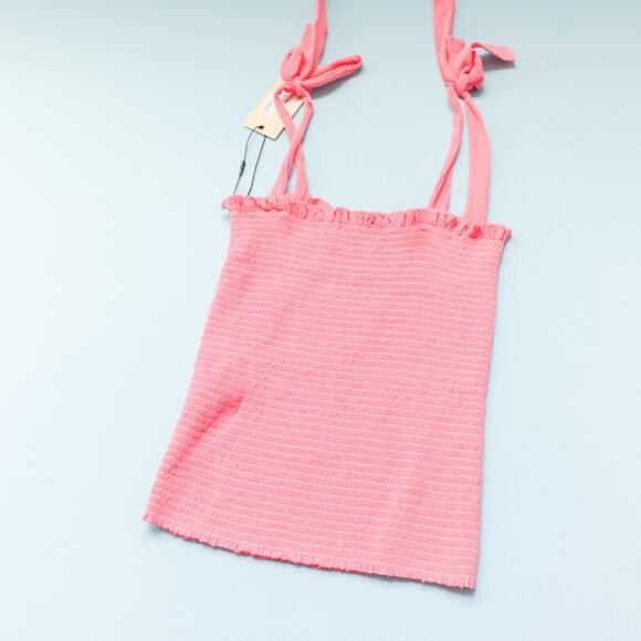 NEW Nation LTD April Smocked Tank Pink Tie Straps Stretch Fit Size Small Clean - Picture 8 of 8